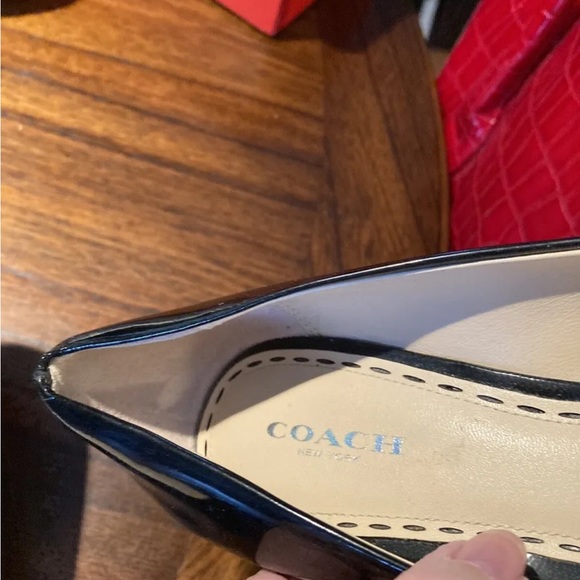 Coach Women’s Black Patent Leather Precious Q1383 A3255 Wedge Shoes Size 7M NEW! - Picture 7 of 12